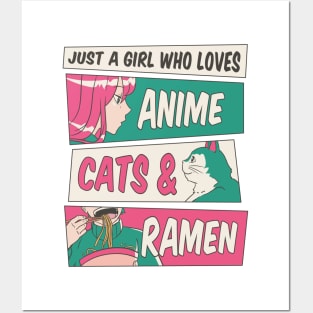 Anime Cats Ramen P R t shirt Posters and Art